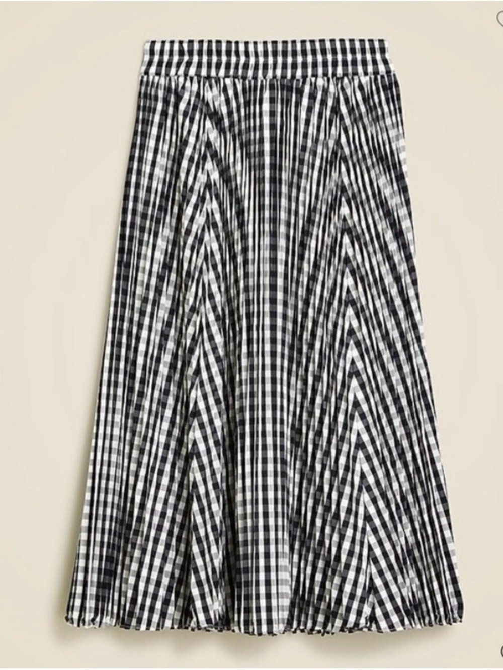J. Crew Gwyneth Black & White Gingham Pleated Midi Skirt